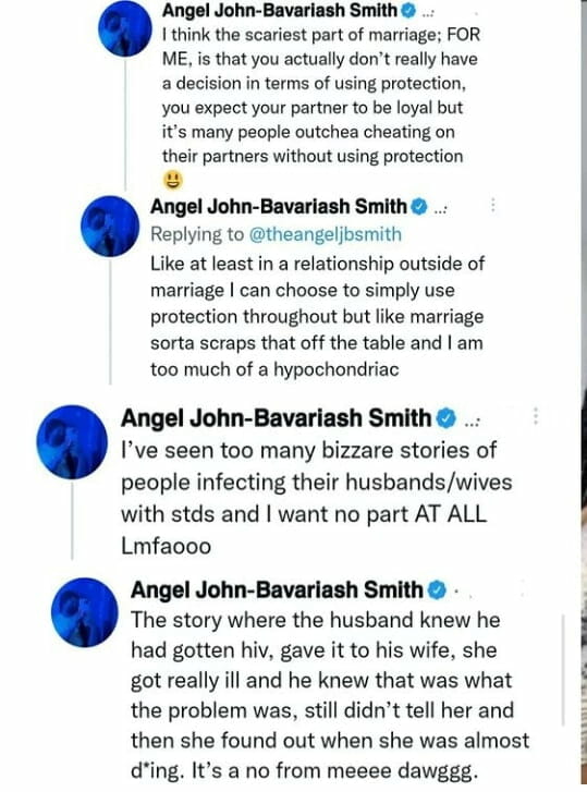 Angel Smith reveals her marital fears