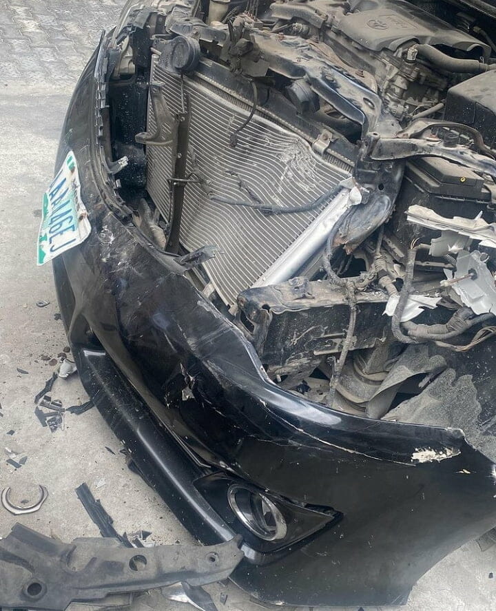 Bewaji's car damaged