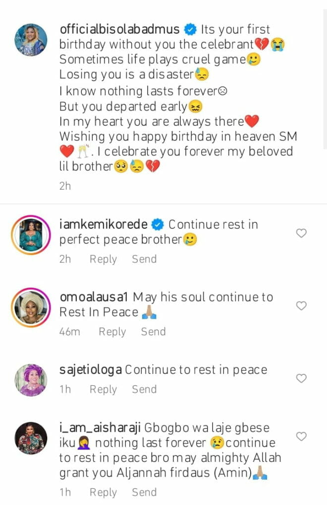 Bisola Badmus grieves her late brother