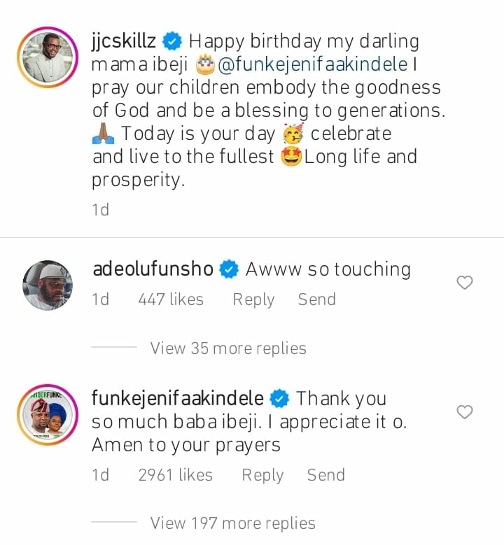 Funke Akindele's reaction to JJc Skillz's birthday message
