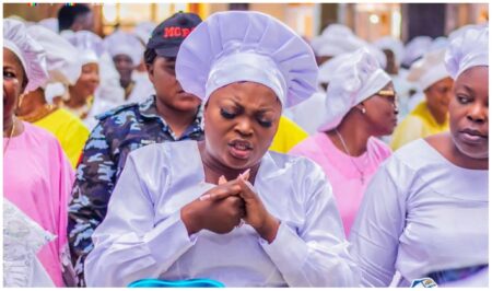 Funke Akindele visits celestial church