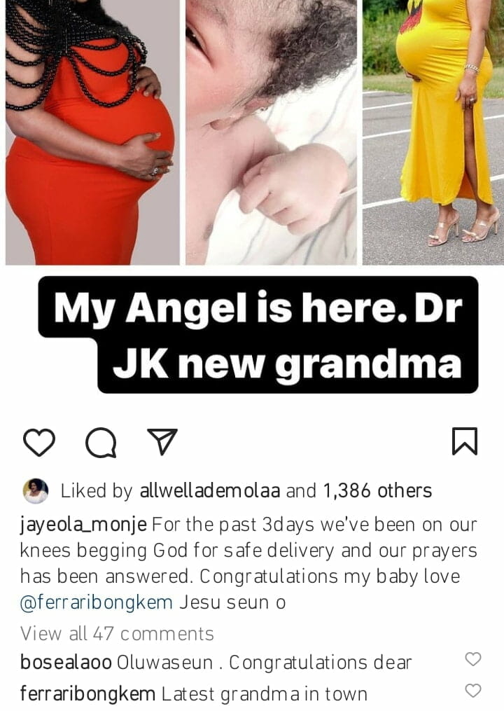 Jayeola Monje becomes a grandmother
