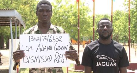 Lance Corporal John Gabriel and Lance Corporal Adamu Gideon were officially dismissed from the Nigerian Army
