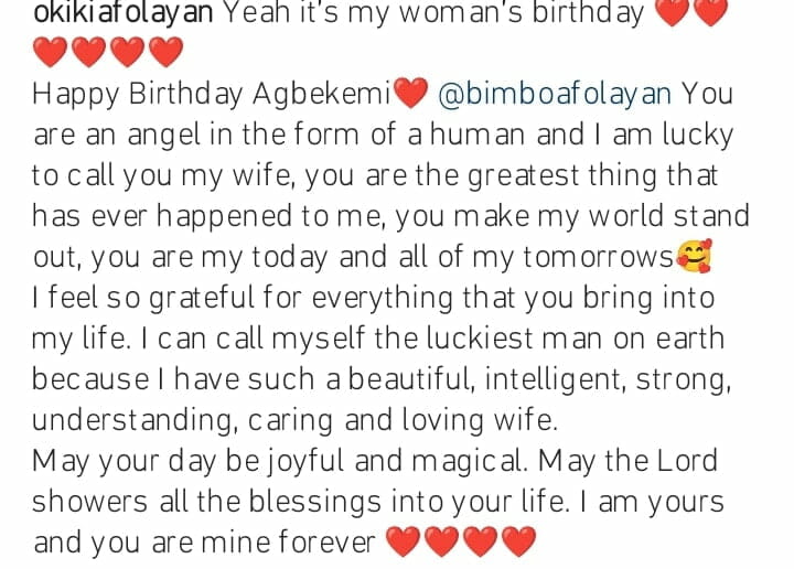 Okiki Afolayan celebrates his wife's birthday