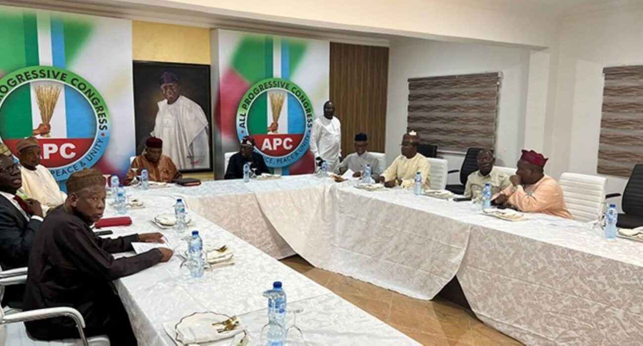 Tinubu and APC Governors at a meeting in Lagos