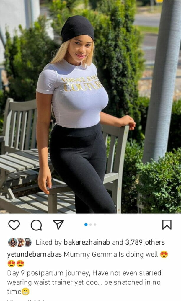 Yetunde Barnabas shows off her post partum body