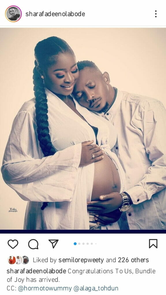 Sharafadeen Olabode welcome baby boy