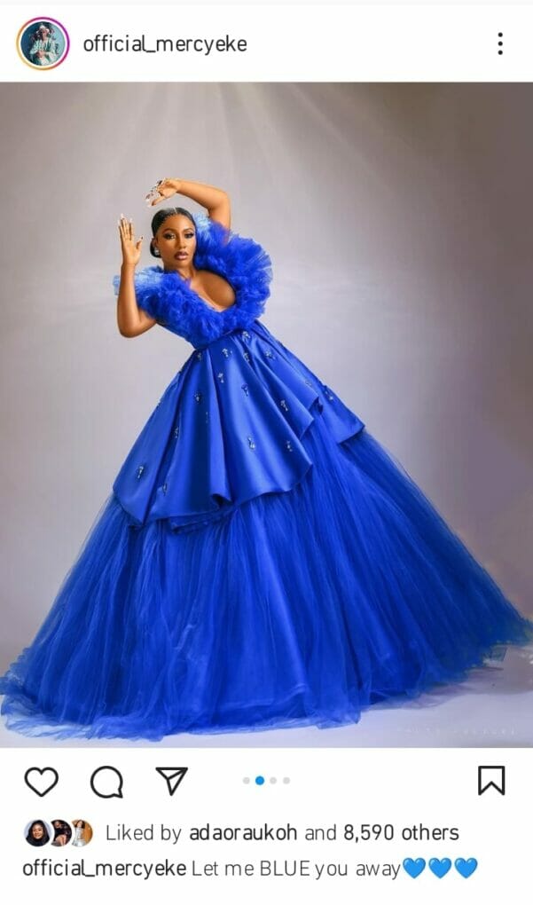 Mercy Eke dazzles in blue dress