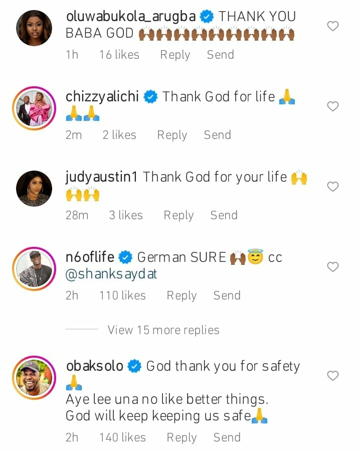 Celebrities react to Sabinus car accident