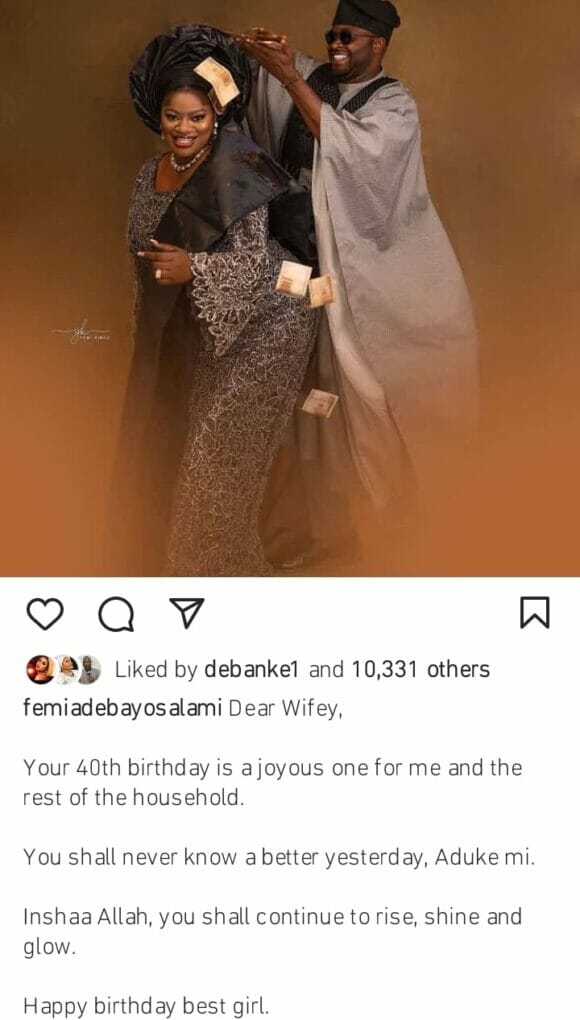 Femi Adebayo celebrates wife's 40th birthday