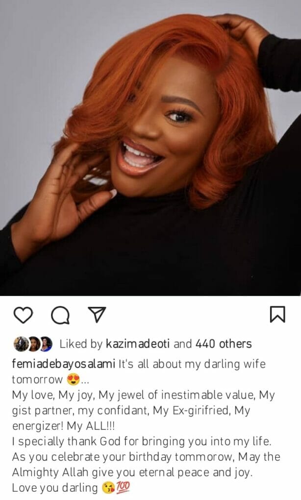 Femi Adebayo celebrates wife ahead of her birthday