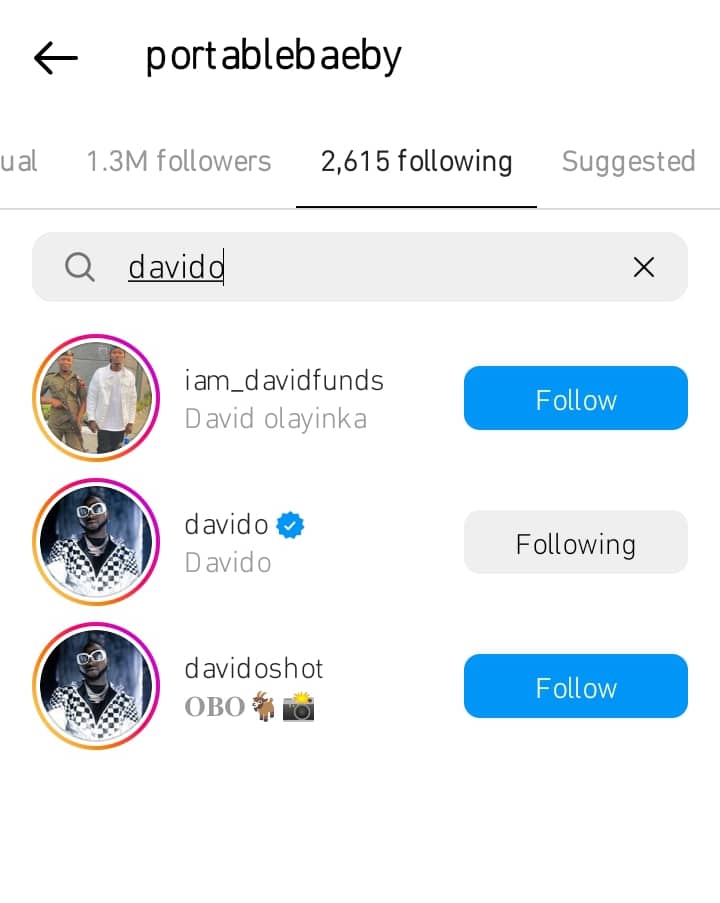 Davido re-follows Portable