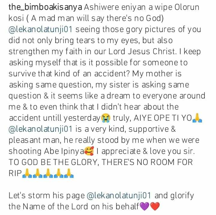 Bimbo Akisanya rejoices over Lekan Olatunji's life
