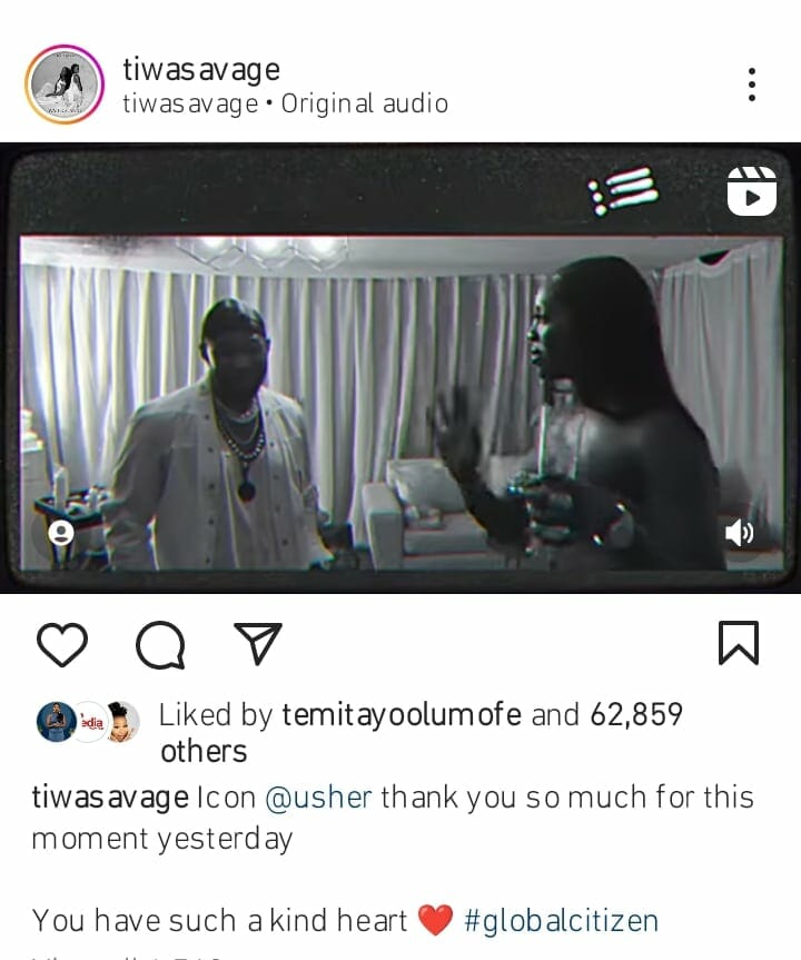 Tiwa Savage hails Usher