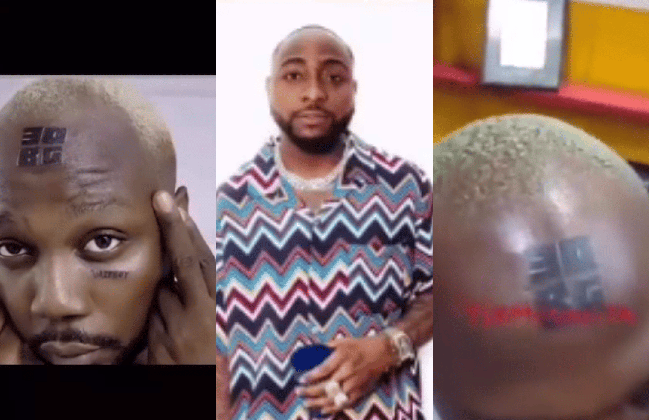 Poverty Netizens berate man for tattooing Davidos 30BG on his forehead   Kemi Filani