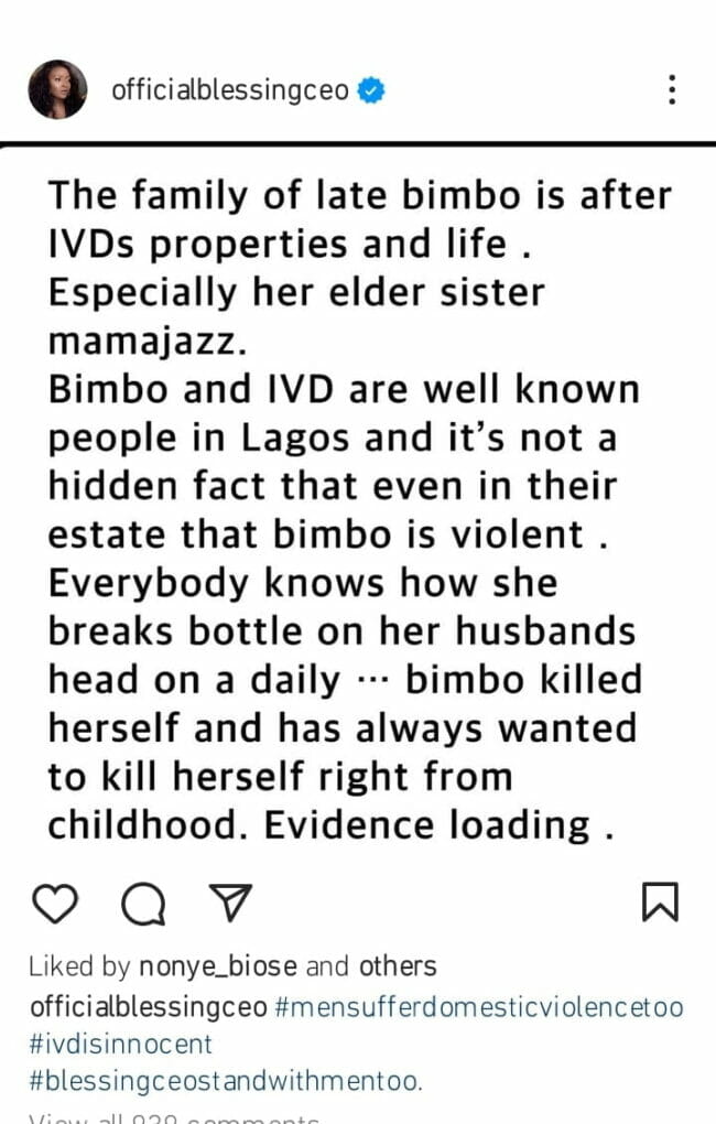 Blessing CEO makes new revelation about Bimbo's family