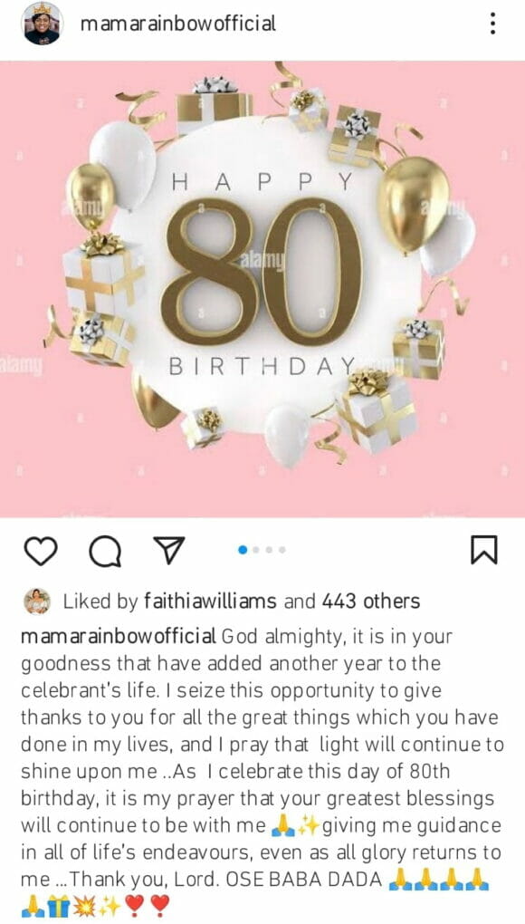 Mama Rainbow celebrates 80 birthday