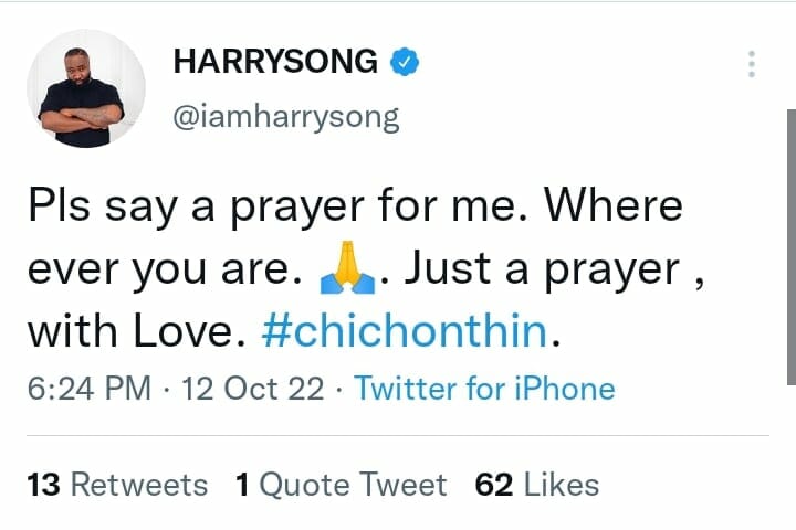 Harrysong calls for prayers