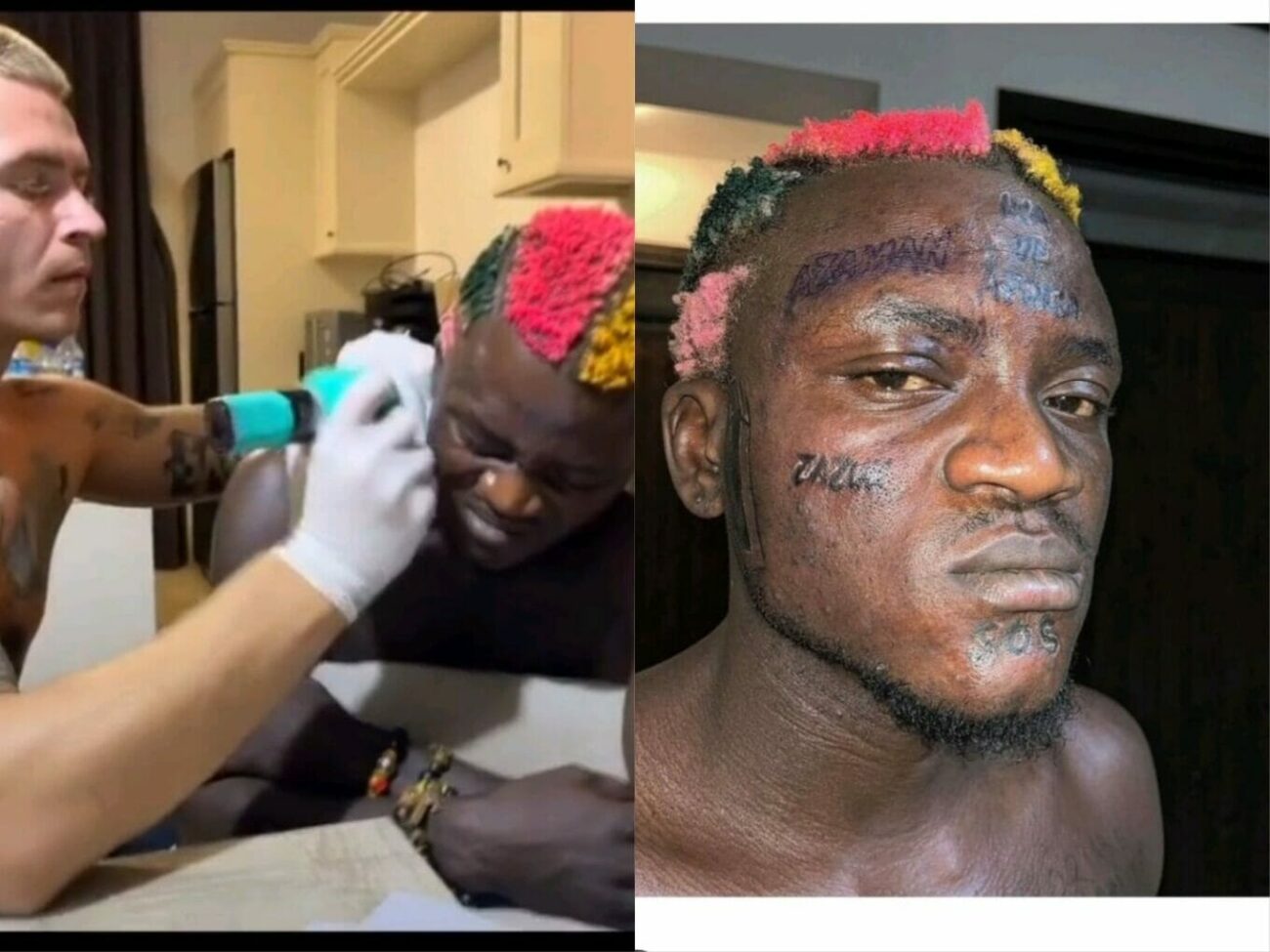‘This guy needs help’ – Reactions as Portable Omolalomi inks new tattoos on his face