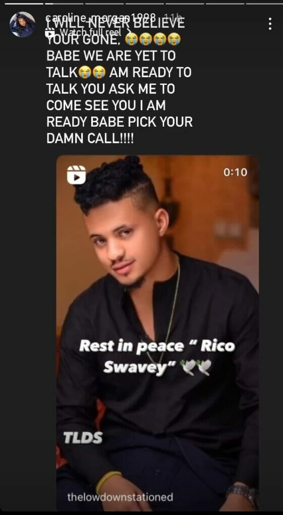 Rico Swavey's girlfriend mourns