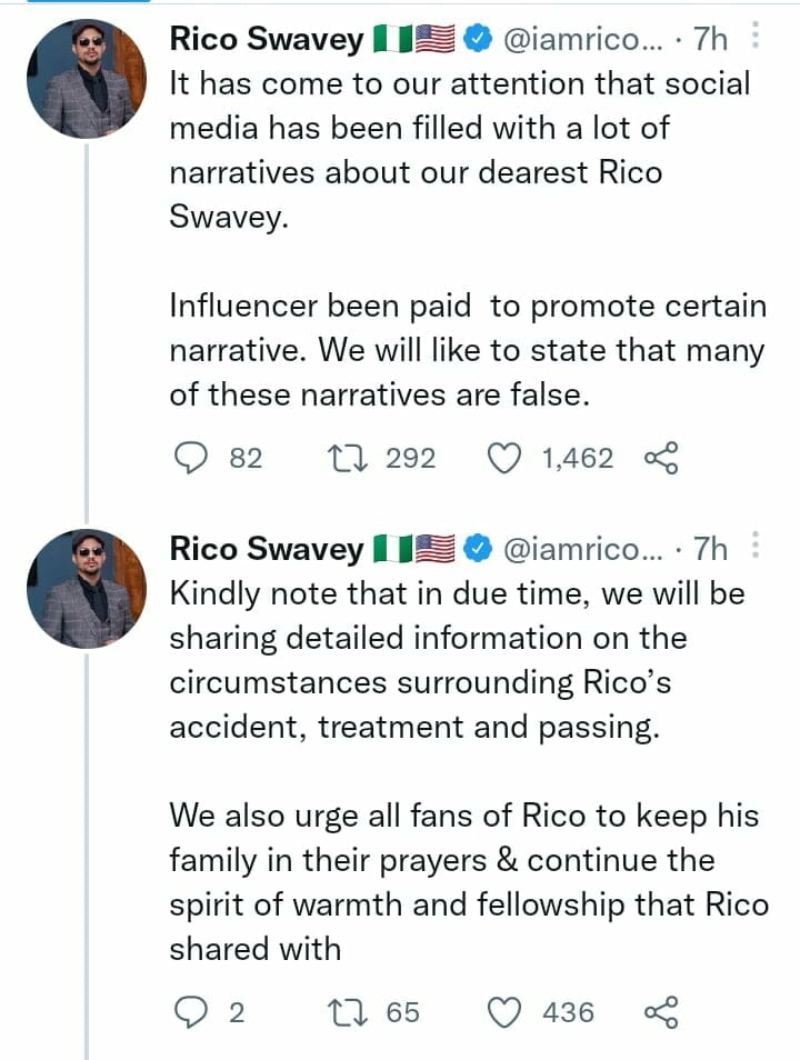 Rico Swavey's management speaks out