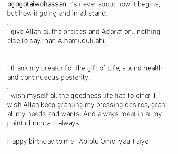 Taiwo Hassan celebrates birthday