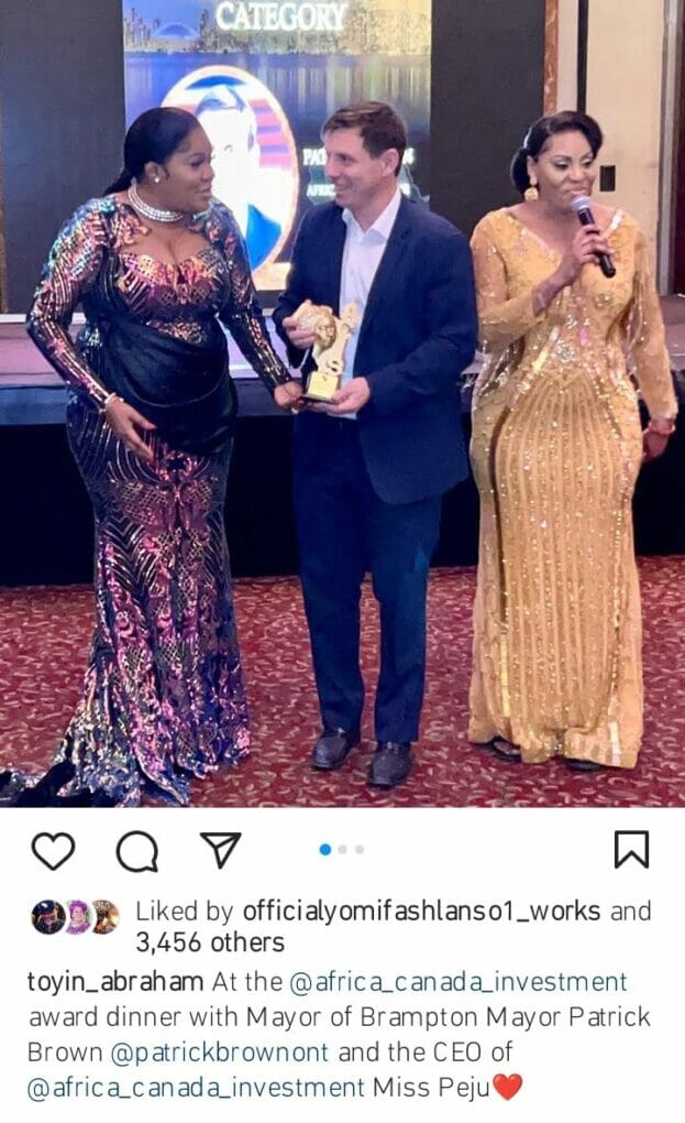 Toyin Abraham bags award