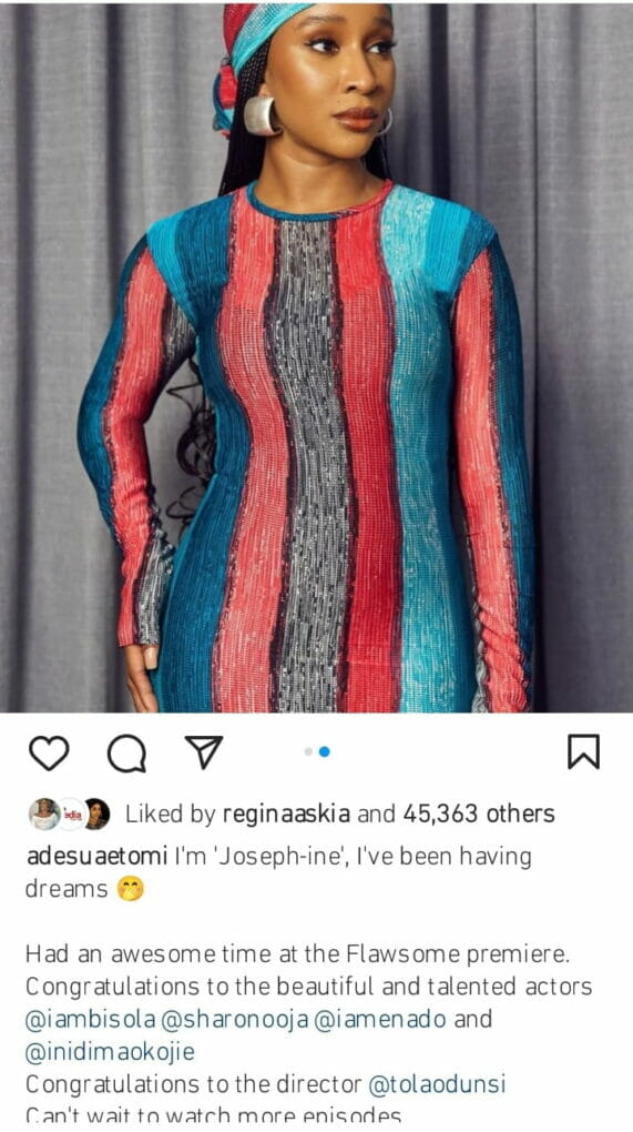 Adesua Etomi's dress of many colors