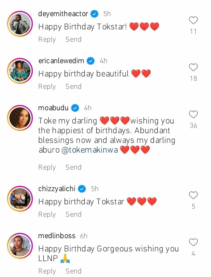 Celebrities mark Toke Makinwa's birthday