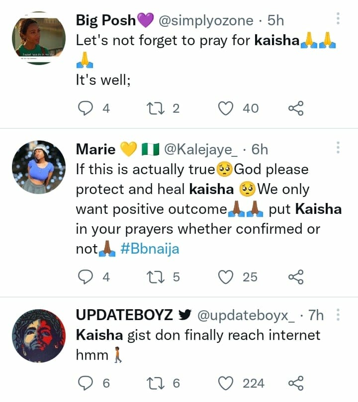 Fans pray for Kaisha