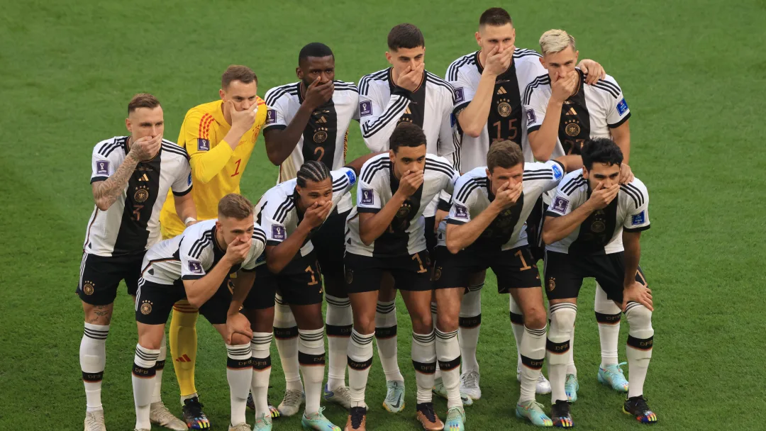 Germany players covered their mouths