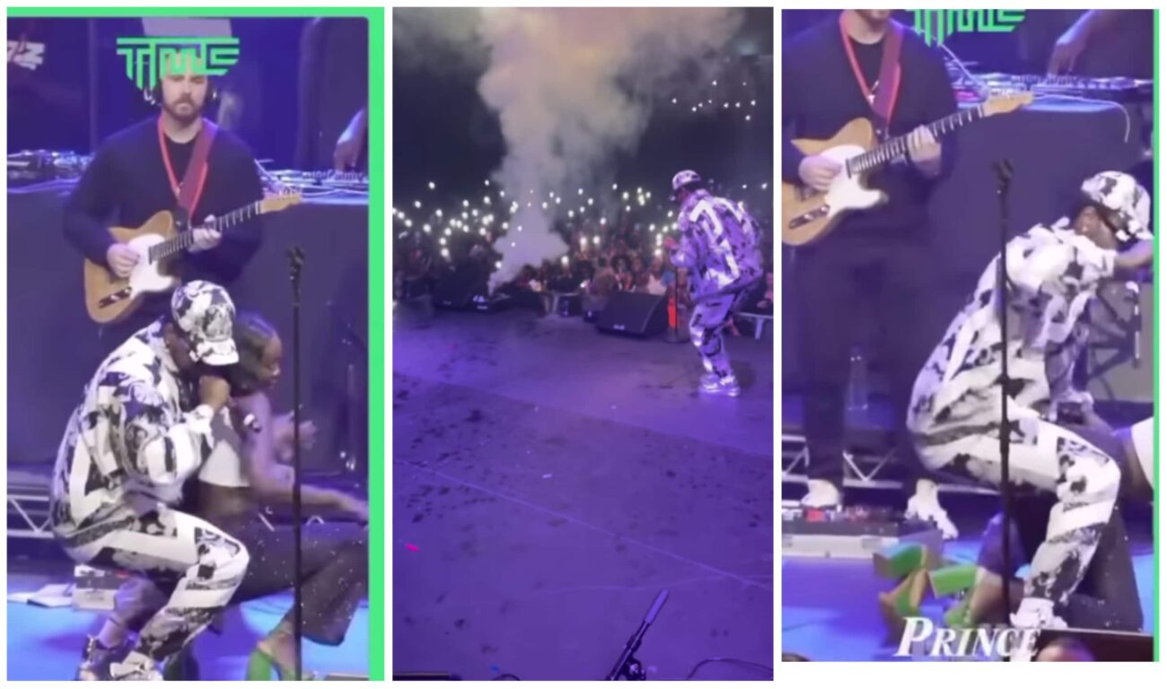 Commotion as Kizz Daniel practices wild position with lady on stage