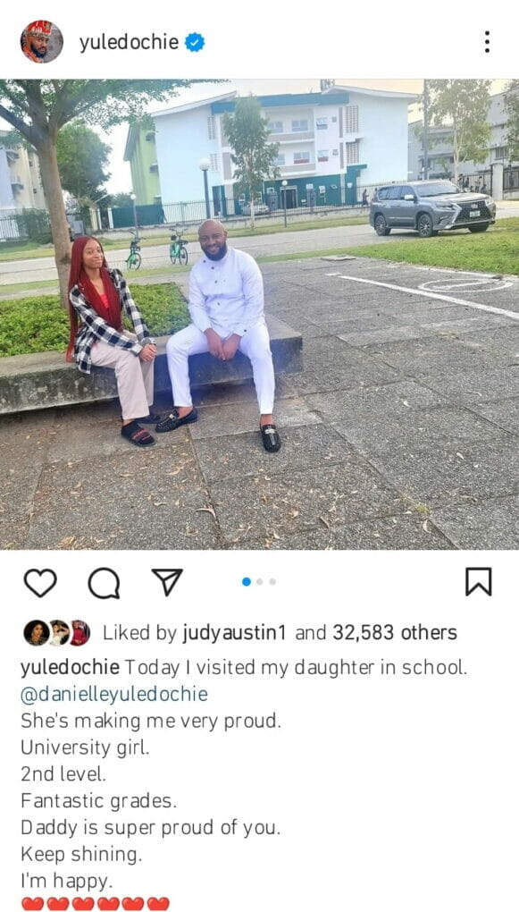 Yul Edochie praises daughter