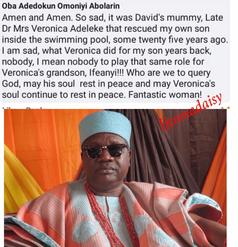 Davido’s mum rescued my  son from swimming pool 25 years ago — Oba Abolarin spills