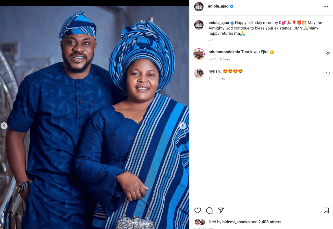 Odunlade Adekola's alleged side chic, Eniola Ajao honors his wife