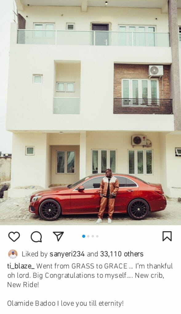 TI Blaze acquires new house and car