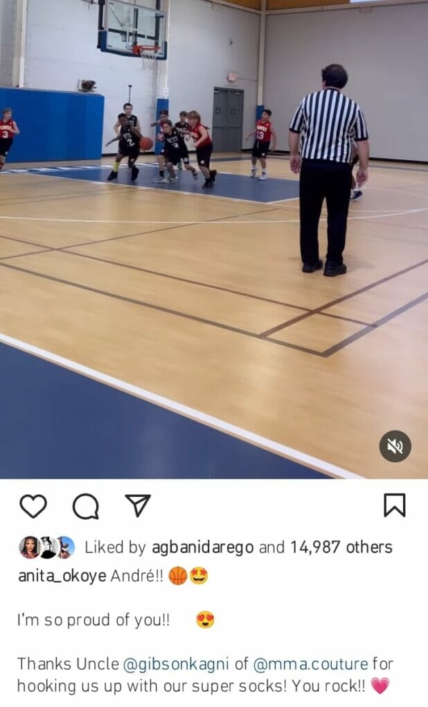 Anita Okoye shows off Andre's basketball skills