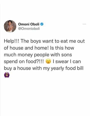 Omoni Oboli cries out over her yearly food bill