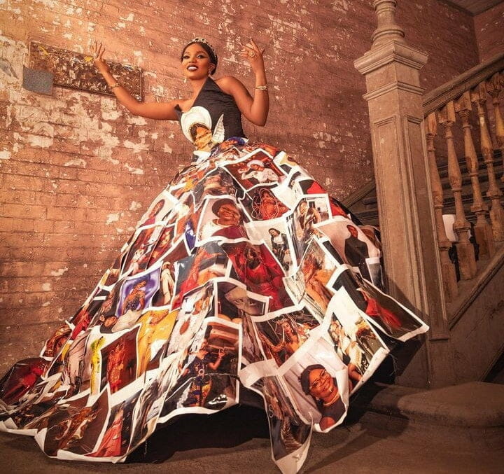 Iyabo Ojo masterpiece dress with 150 of her pictures