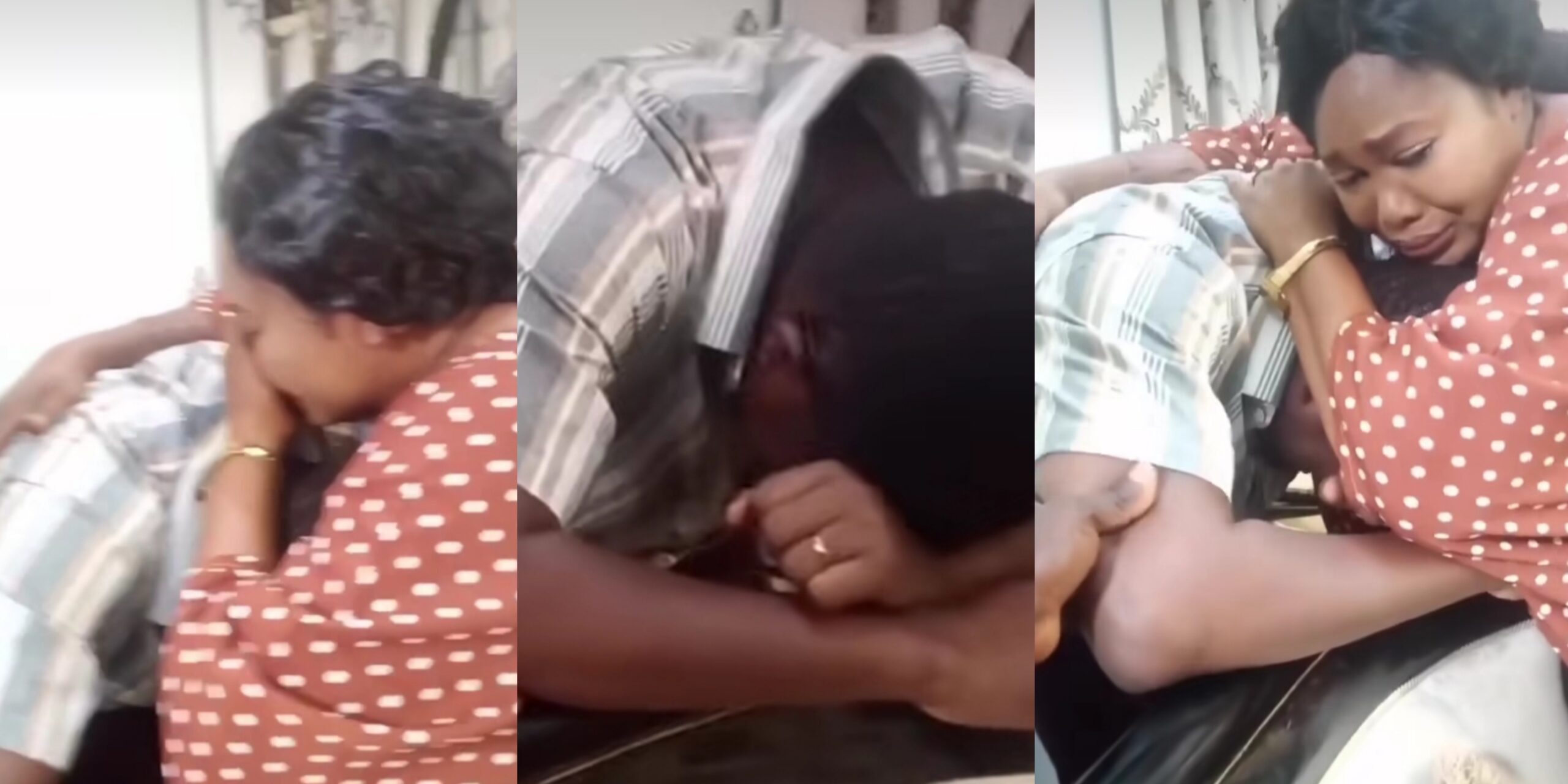 Actress Toyin Alausa comforts Muyiwa Ademola as he breaks down in tears on movie set (Video)