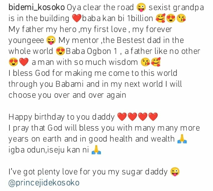 Bidemi Kosoko celebrates father's birthday