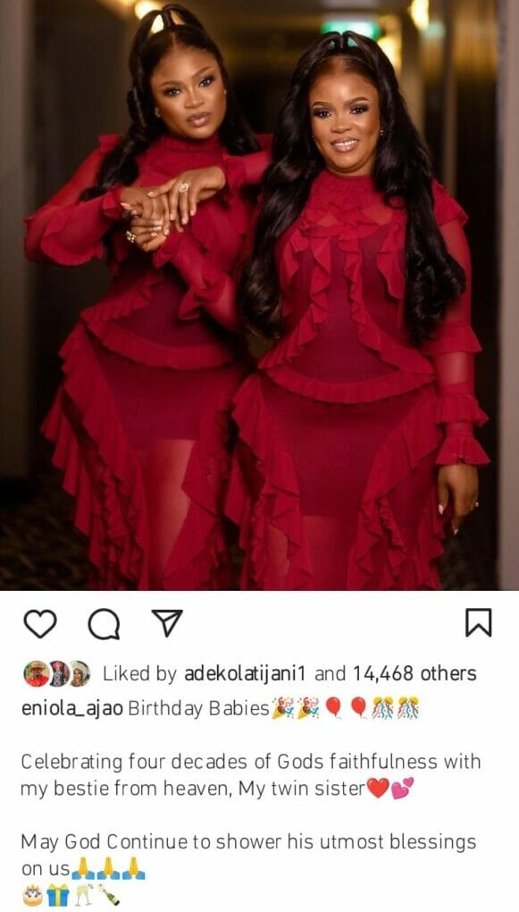 Eniola Ajao shows off her twin sister