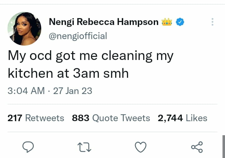 Nengi reveals she is OCD