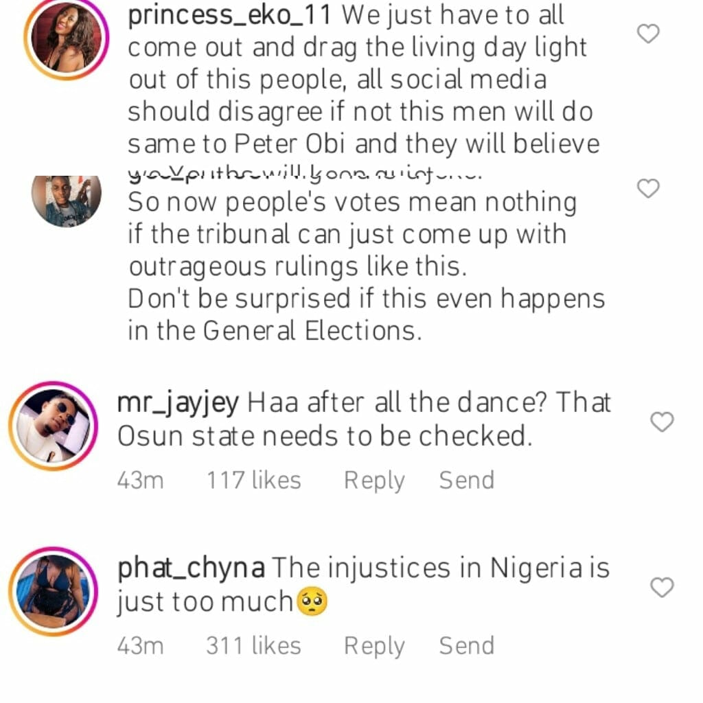 Nigerians react as Governor Adeleke gets sacked