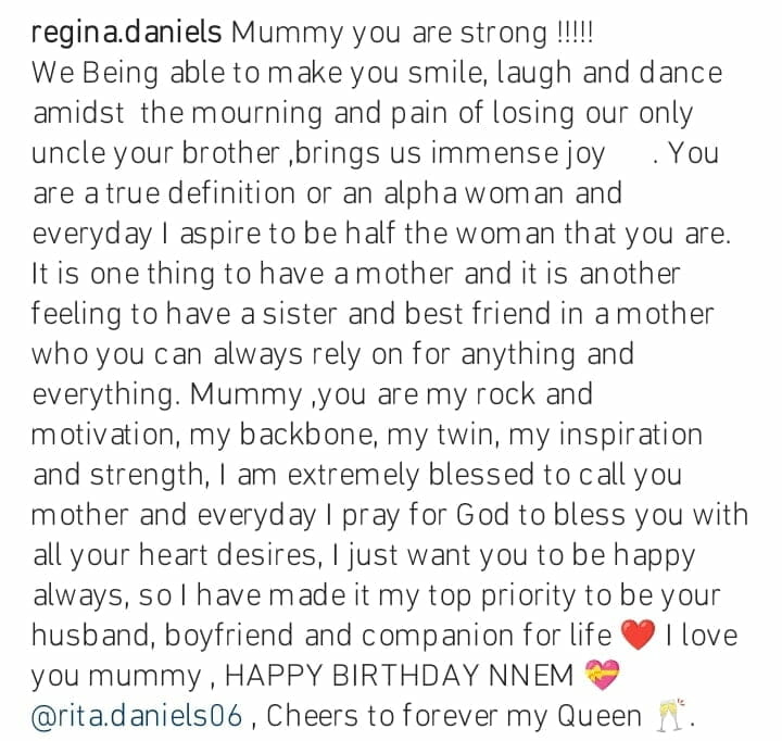 Regina Daniels celebrates mother's birthday
