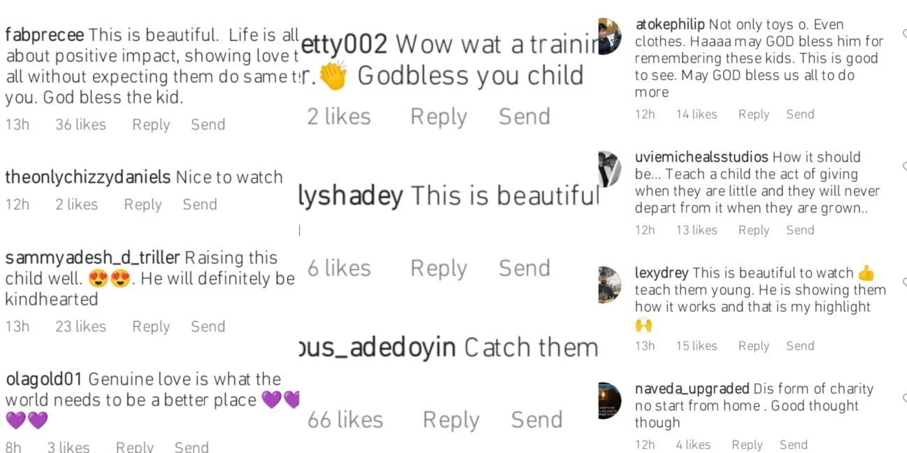 Reactions as Wizkid's son gives out to orphans