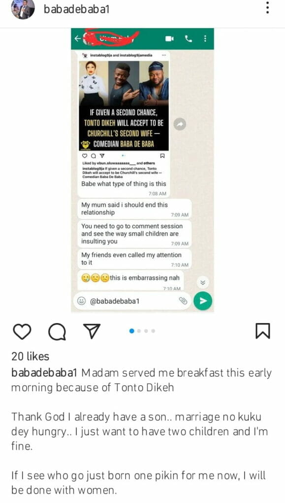 Baba De Baba dumped by fiancee 