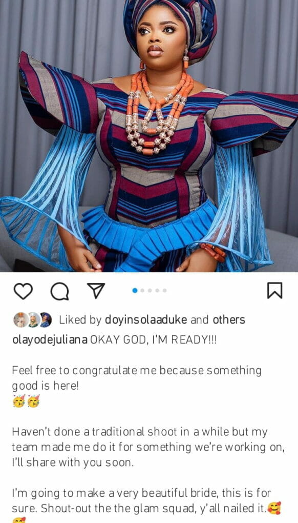 Juliana Olayode receives congratulatory messages over her newest blessing