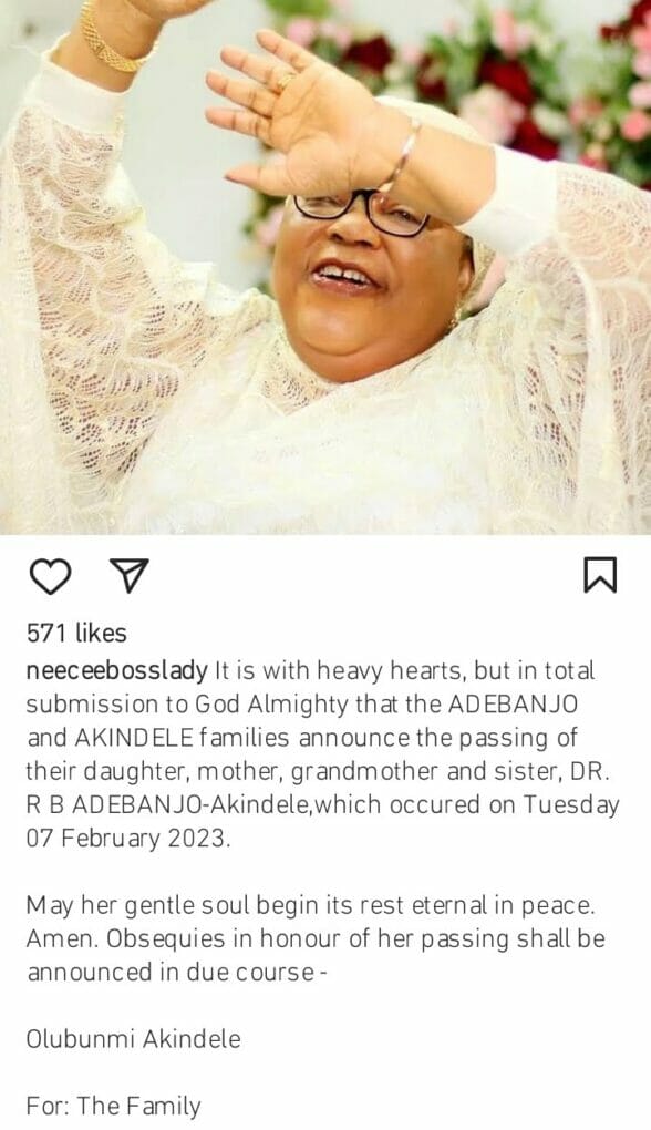 Funke Akindele mother is dead