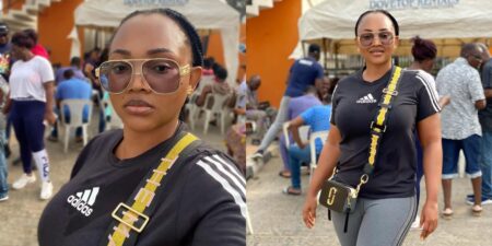 Mercy Aigbe storms polling unit